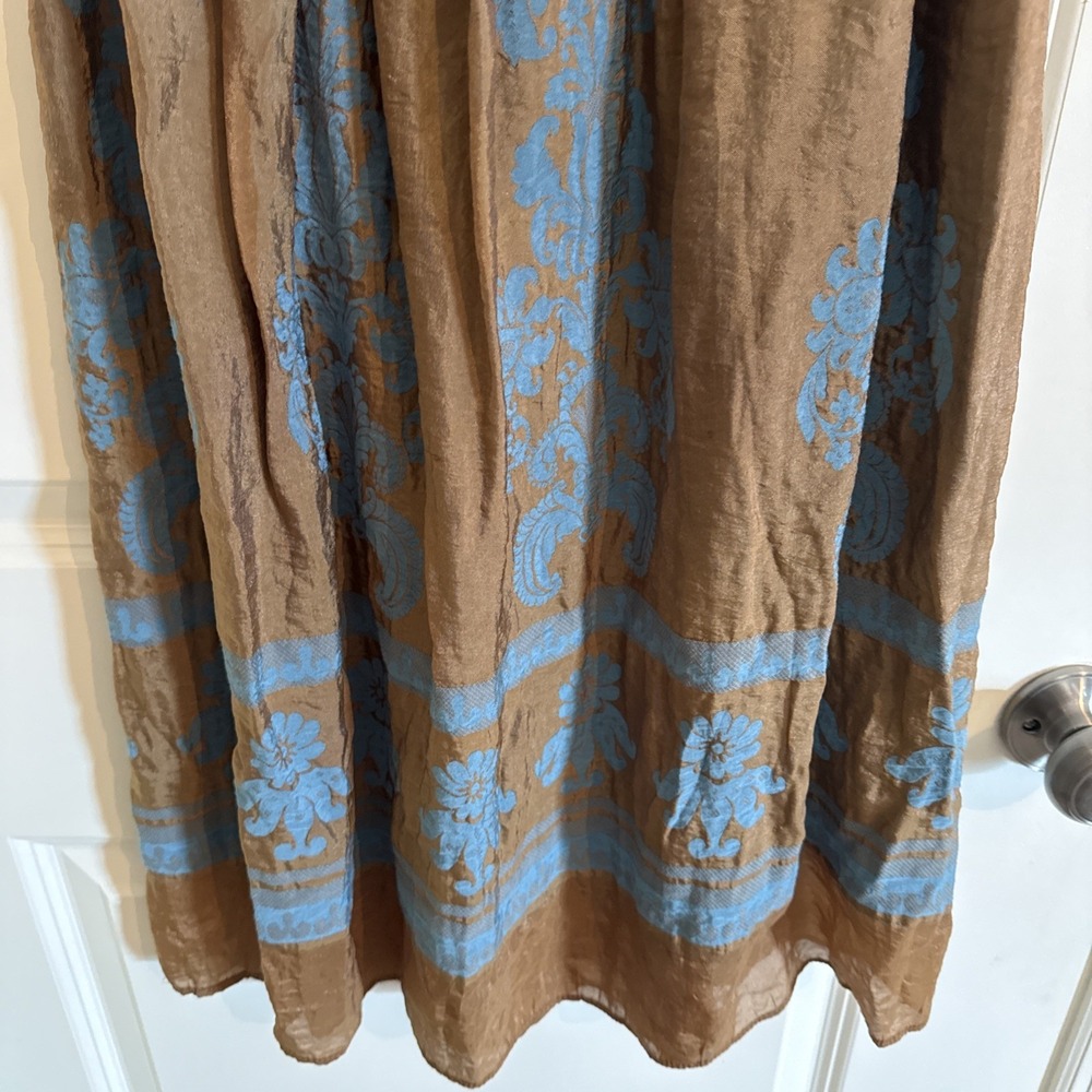 Lapis Strapless Midi Dress Convertible Skirt One Size Copper & Teal Artsy Boho - Picture 3 of 9